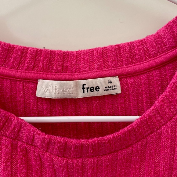 Women's Pink Ribbed Crew Neck Sweater - Picture 3 of 3